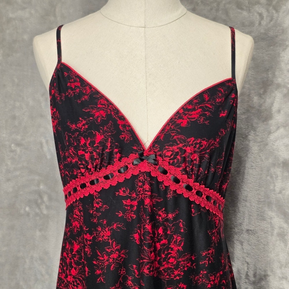 Y2K Donatella Slip Mini Dress Whimsigoth Night Gown Fairy Grunge Lace Strech Med - Picture 6 of 15